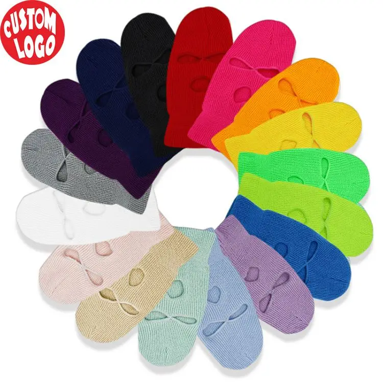 Высококачественная Лыжная маска с логотипом на заказ 3 отверстиями зимняя теплая неоновая Балаклава лыжная