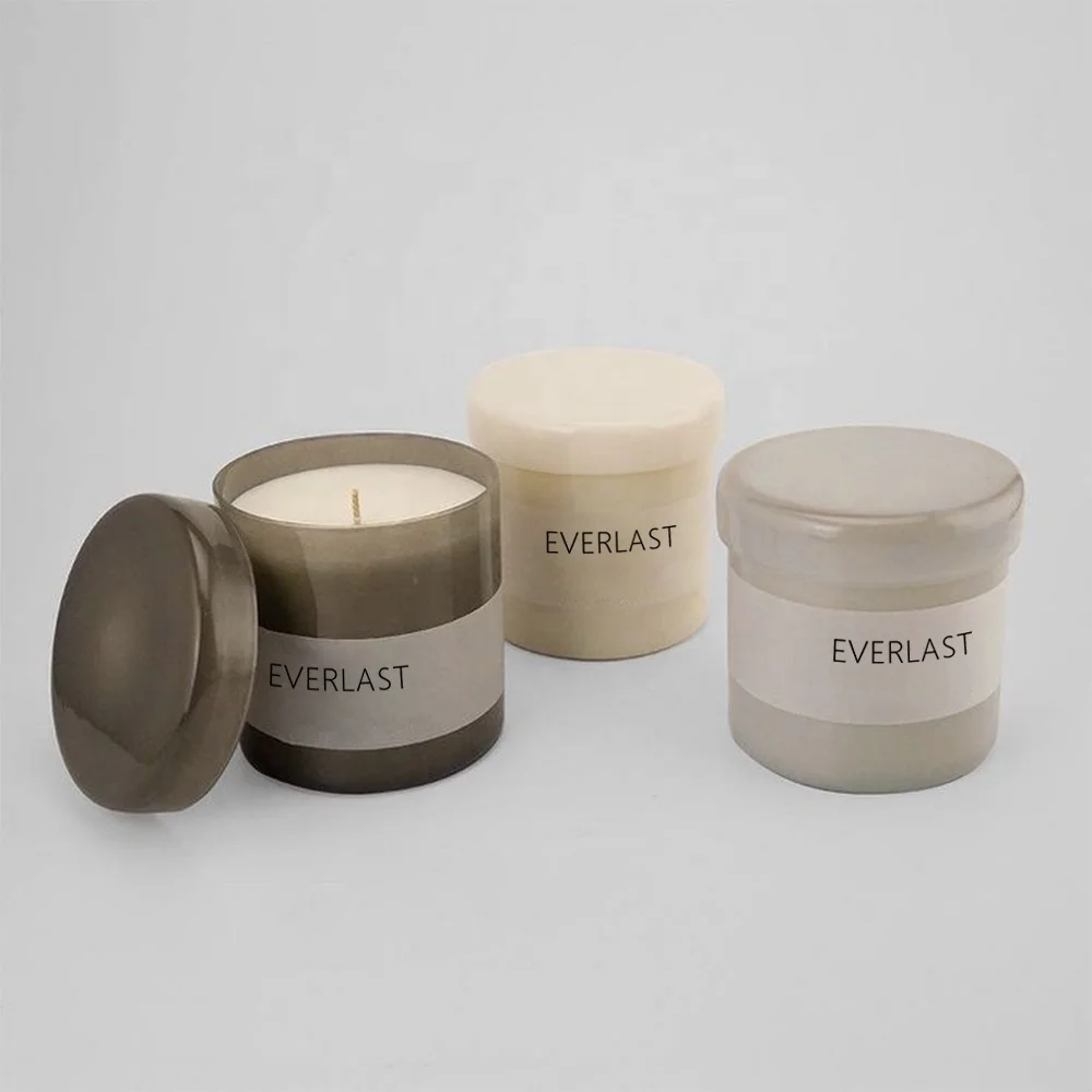 High borosilicate blue glass candle jars in bulk with lid