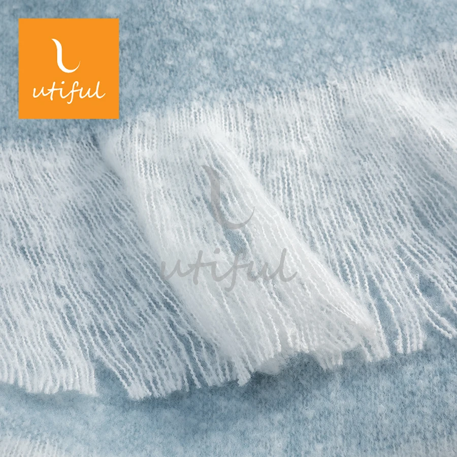 Ultra soft fluffy 2 tones warm polyester mohair throw blanket for sofa