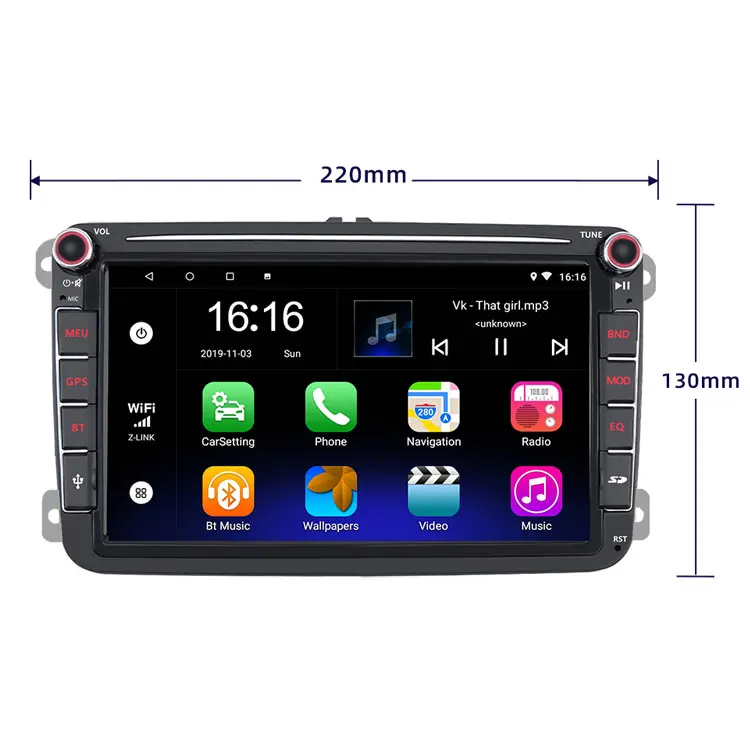 2 Double Din Android 8inch Gps Navigation System Touch Screen Video Car Radio For Vw Tiguan Passat B5 Beetle Caddy