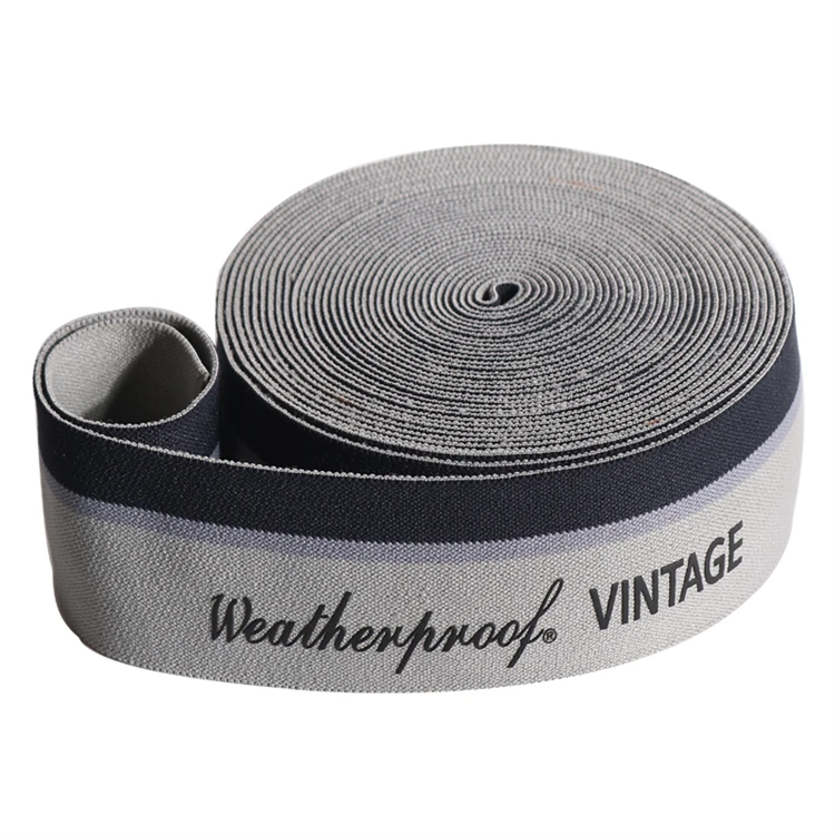 HFT Wholesale Good Price Logo Printed Soft Nylon Knitted Elastic Band Jacquard Elastic Strap Band Custom Logo Elastic Waistband