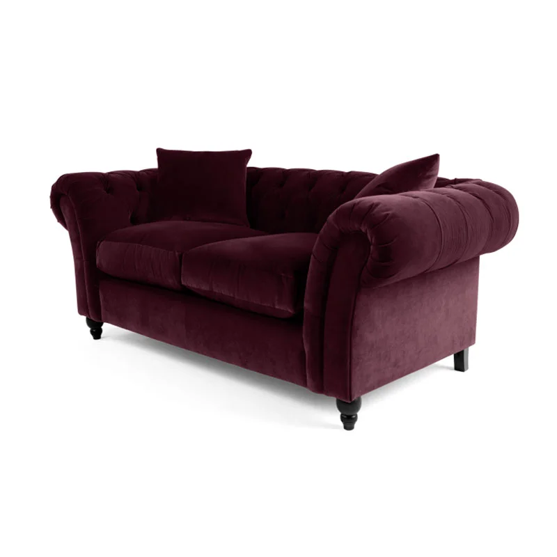 Chesterfield Modern Dark Grey Velvet Tufted Sofa & Love seat In Living Room