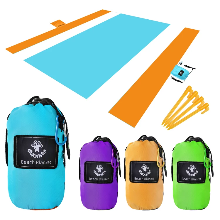  Outdoor waterproof nylon camping custom portable pocket blanket lightweight sandproof