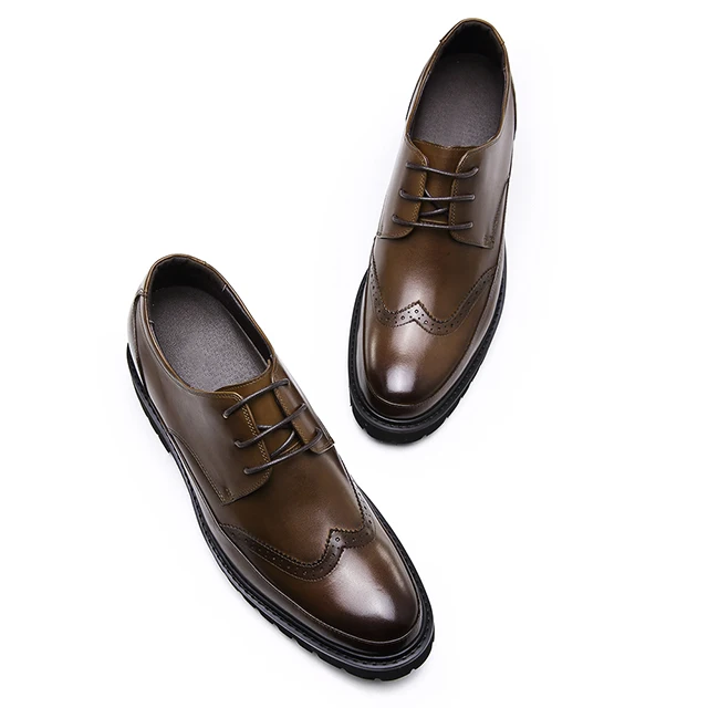 Handmade fashion office genuine leather wedding men elevator dress shoes
