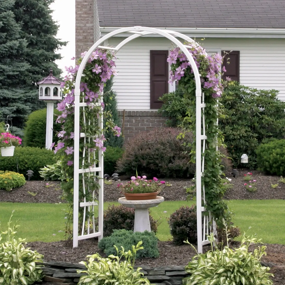 eco friendly white gardenarch plastic rose arbor for sale