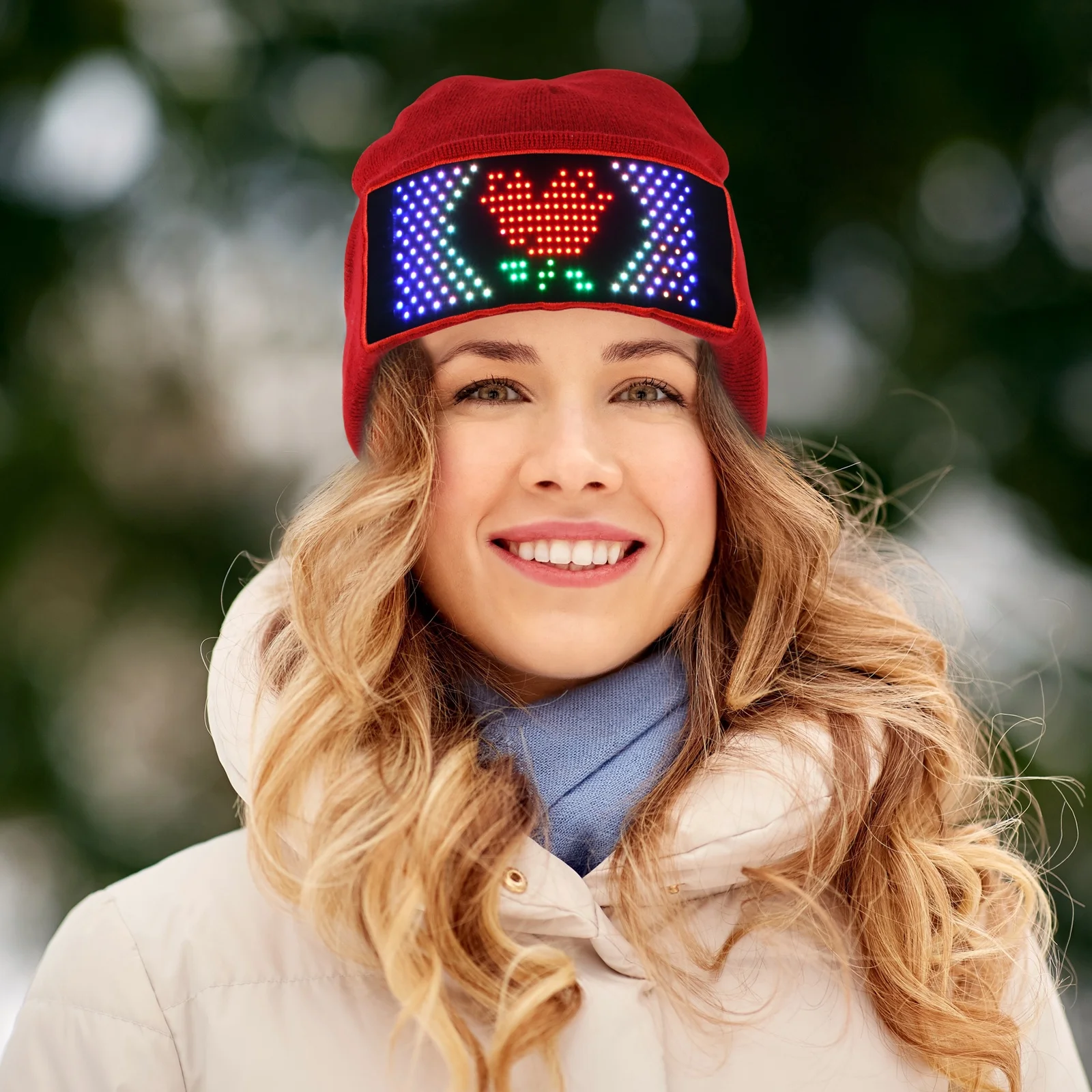 New Arrival Led Display Screen Light Up Knitted Hats App Programmable Warm Beanie Men Women Daily Hat for Winter Party Gift