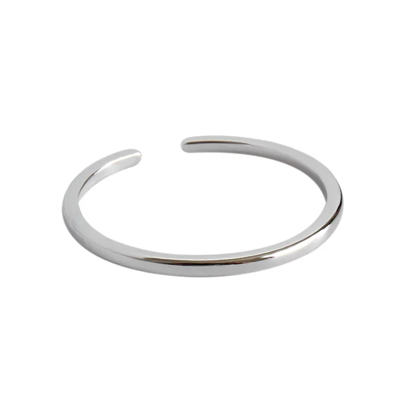 2021 S925 sterling silver ring with smooth and simple lines plain open ring student Silver Ring
