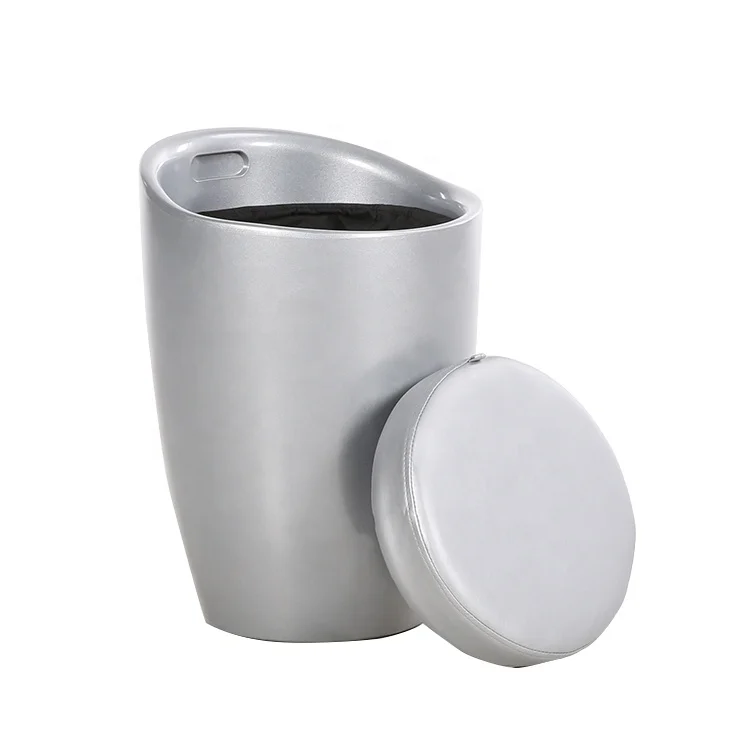 Colorful ABS PU Cushion Storage Kids Ottoman Chair Plastic Footrest Stool