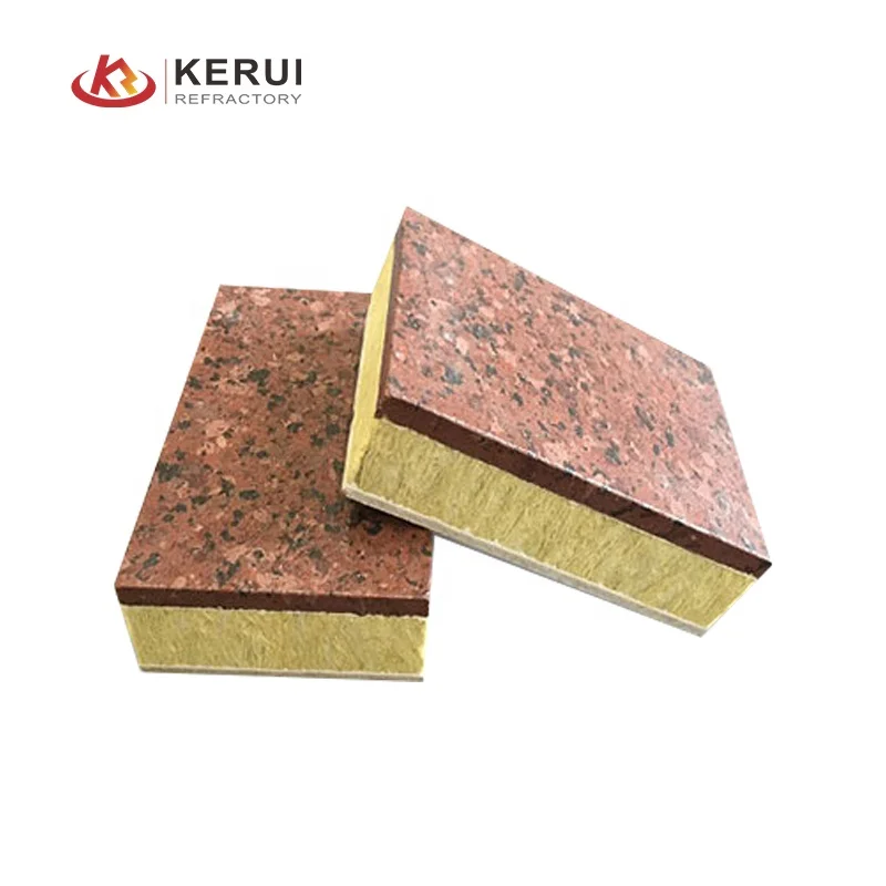 Kerui Polyurethane Rock Wool Plate Single Color Real Stone Paint Integrated Board for Soundproofing Applications