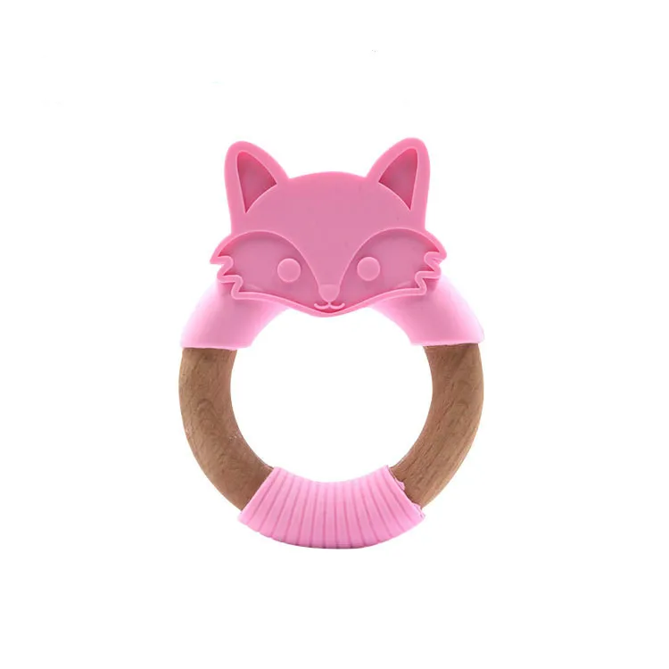 Лидер продаж на Amazon, Детские зубные кольца в форме милой лисы, органические Деревянные Зубные кольца для ухода за детьми