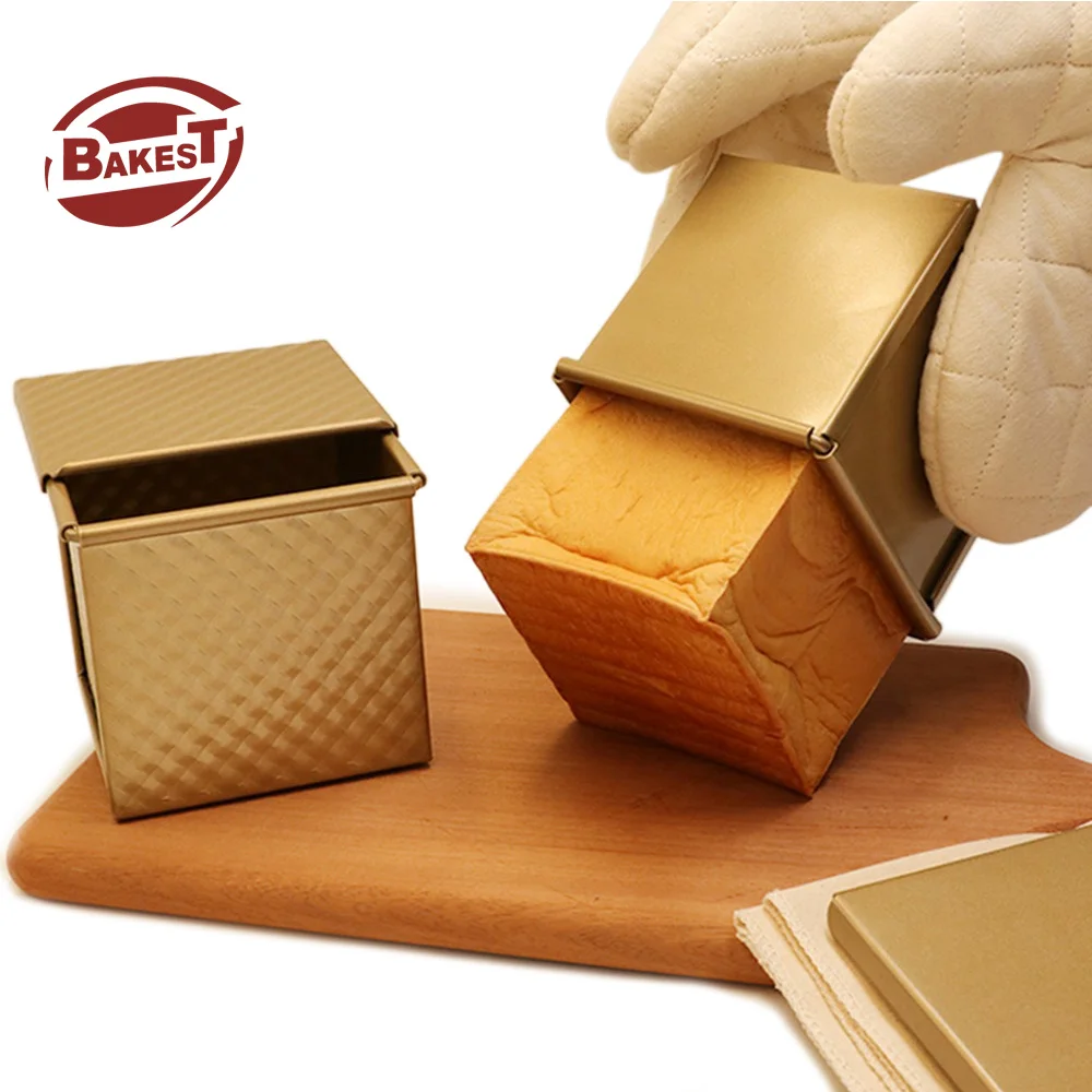 Bakest  New Square Shape Water Cube Non-stick Bread Toast Mold Bakeware Mini Loaf Tin Pan Aluminum Alloy Bread Mold With Lid