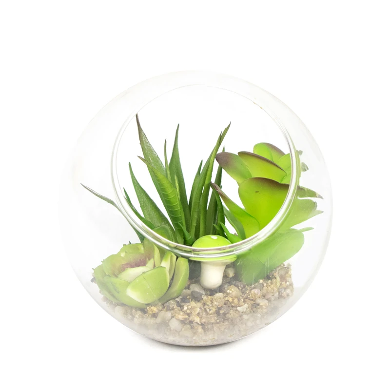 
Красивое Смешанное зеленое мини искусственное растение в стекле 