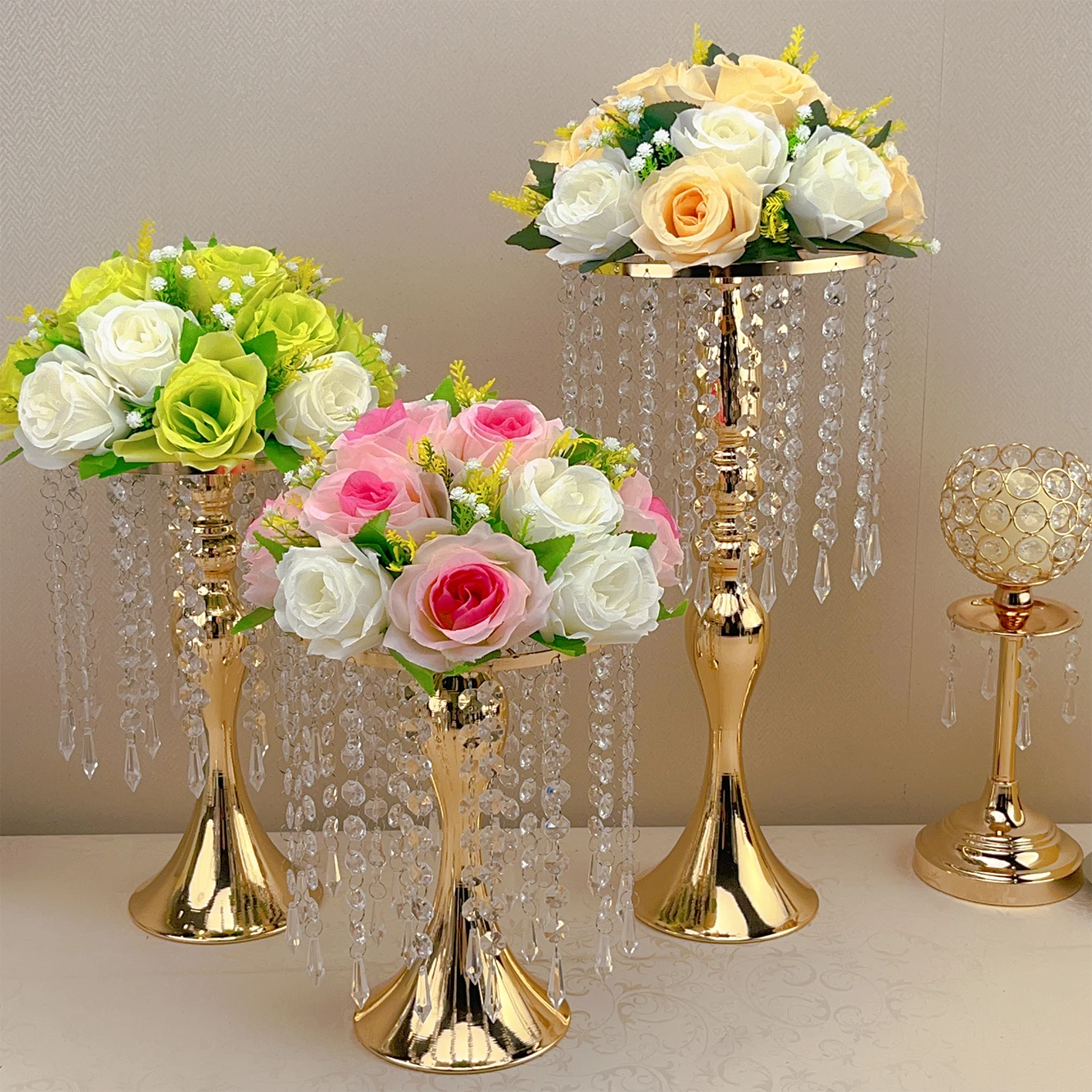 33 54 60cm Party Table Centerpiece Metal gold Wedding Vase for Centerpieces Decoration