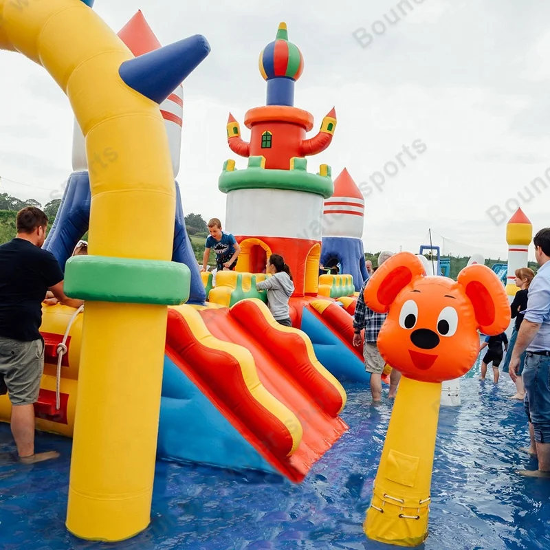 Bouncia Airtight  Kids Game Inflatable Fun City Castle  With Slide