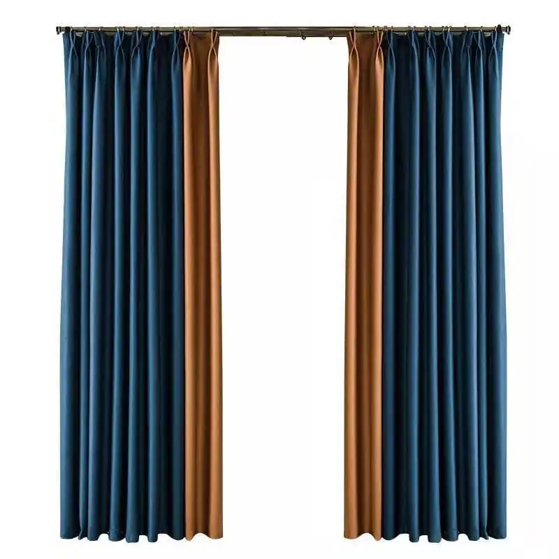 
European double-sided hemp curtains finished custom stitching high-end curtains for living room bedroom curtains 