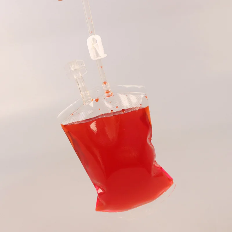 350ml Blood Bag Dual-Tube Beverage Pouch Energy Pack Vampire Diaries Halloween Decoration Blood Bag Universal Model