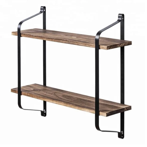 
2-Tier Floating Wall Mount Shelves Book Shelves Rustic Wood Shelves Perfect Decor for Any Room 
