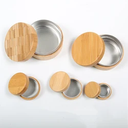 High quality handmade wood custom cylinder small round cream cosmetic salt jewelry stash storage tea bamboo box