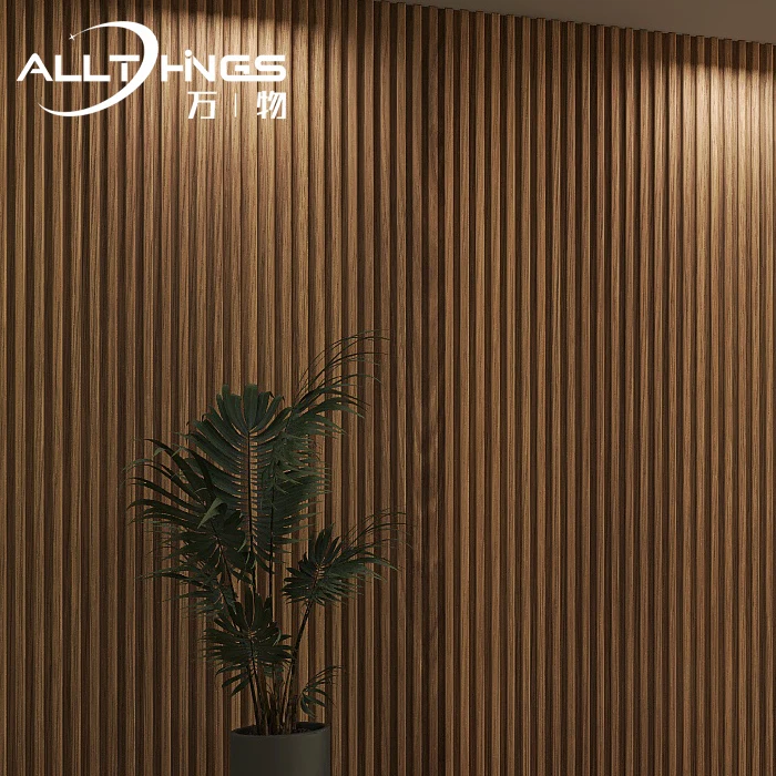 Durable WPC wooden grain indoor Decor Cladding modern fluted Board Bamboo Fibre wpc Wall Panels