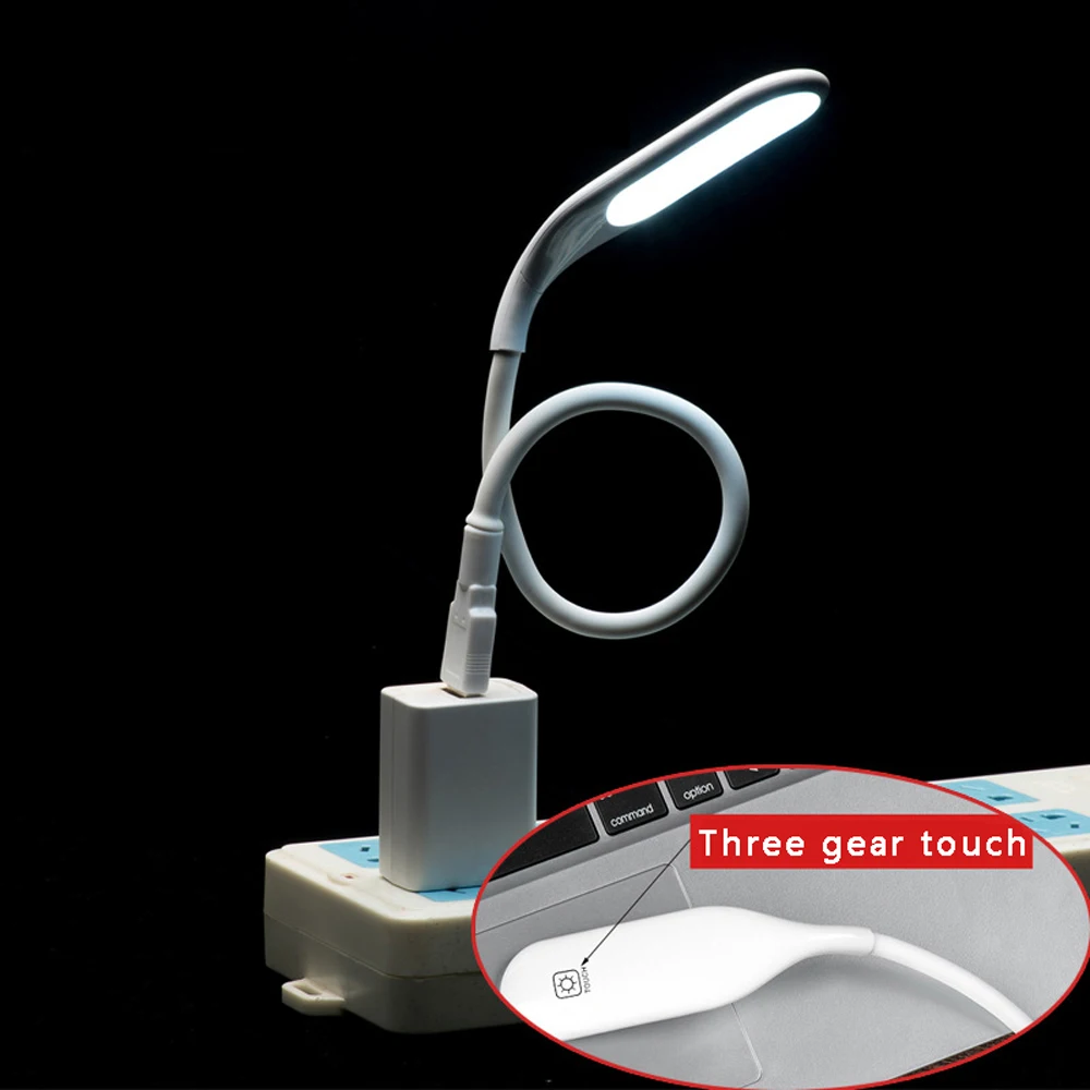 Гибкая светодиодная лампа для чтения Gooseneck 5 В USB Портативная клавиатура ноутбука высокая яркость с регулируемой яркостью