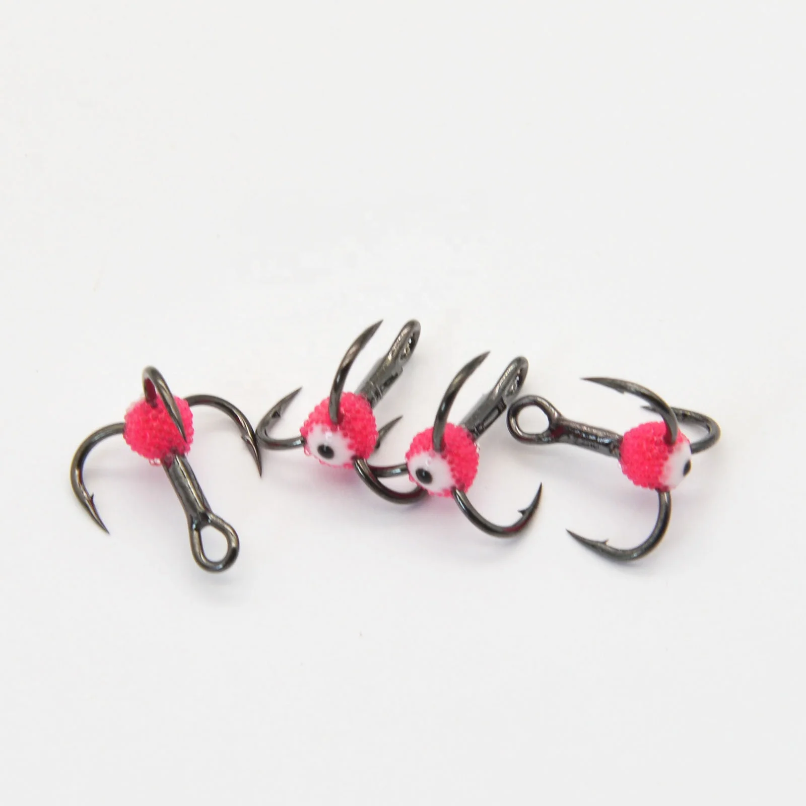 Wholesale  Ice Fishing Hook , MZ21X Treble Hooks with Epoxy Resin Head and Transparent Bead