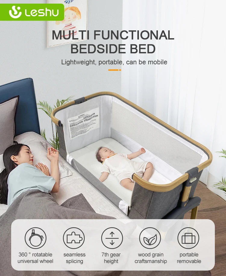 Modern Baby Crib Cot Next To Me Baby Bed Crib Luxury New Born Bedside Sleeper Bassinet Cheap Baby Crib for 0-12 Months