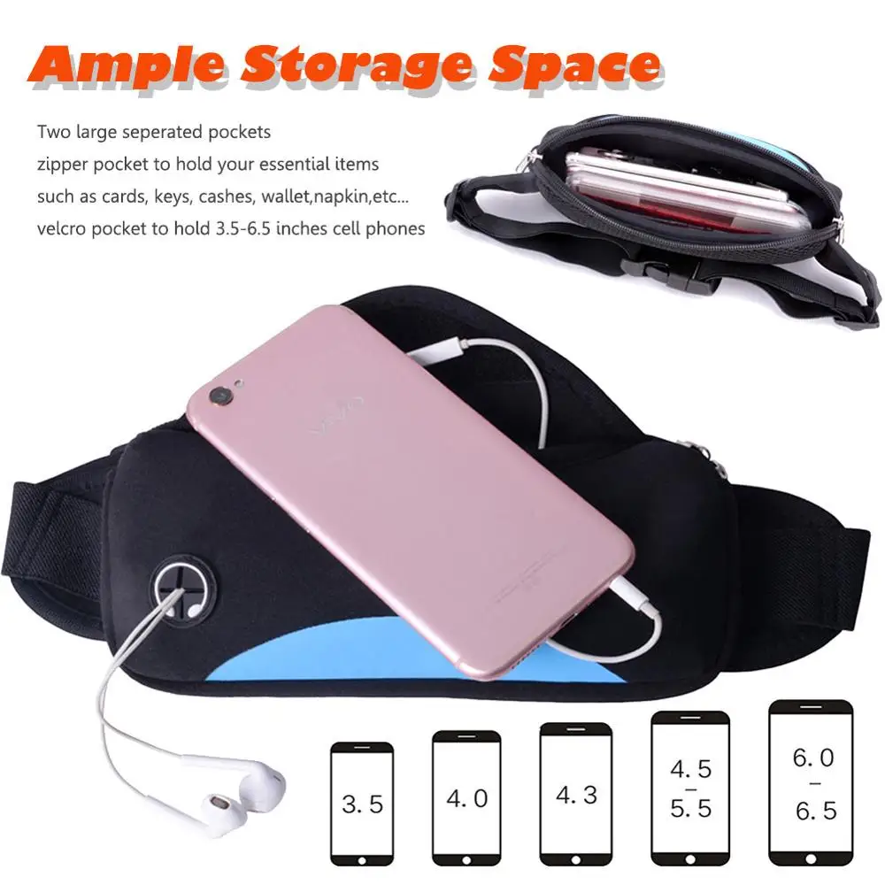 Free Shipping Hot Selling Sport Fanny Pack Compatible with 3.5-6.5 inch Mobile Phone Waterproof Waist Bag Pack