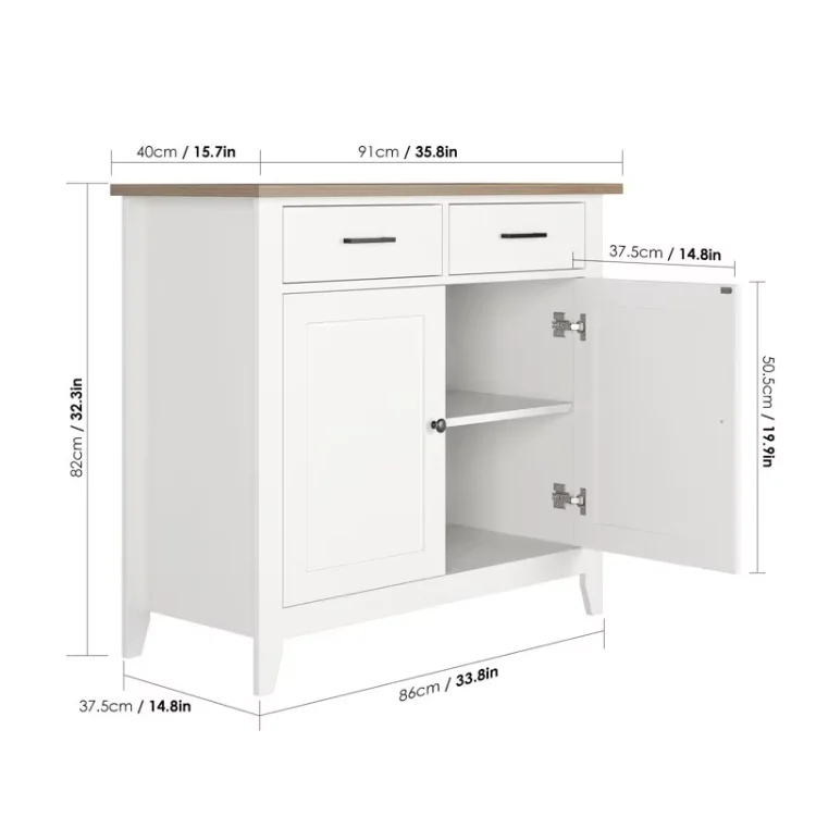 Simple Modern Light Luxury Dining Side Kitchen Storage Cabinet Mini With 2 Drawers And 2 Doors Freestanding Cupboard