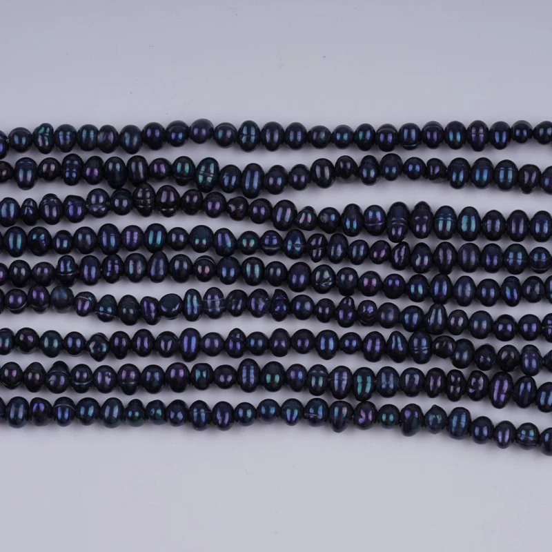 3-3.5mm Black Potato Shape Cultured Freshwater Pearl 18cm Short Strands For Jewelry Making Promotion Price