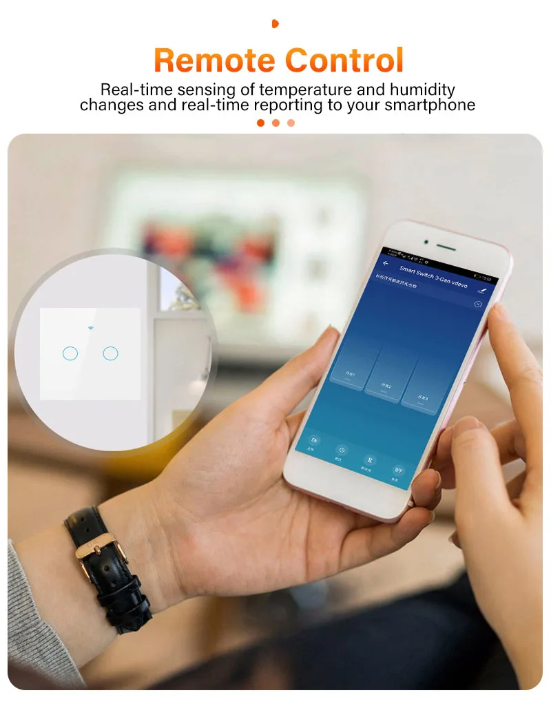 EU Tuya wifi remote control switch with  Wire White for Google Home  Glass Panel Sensor smart wall light switch