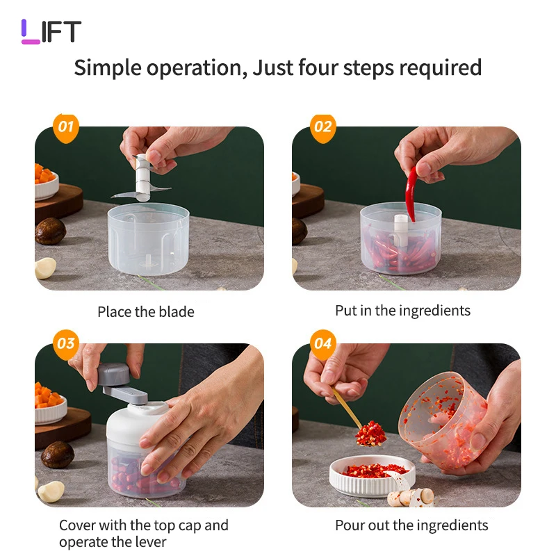 Manufacturer Wholesale Unique Kitchen Items Mini Manual Food Processors Multifunction With Long Use Life