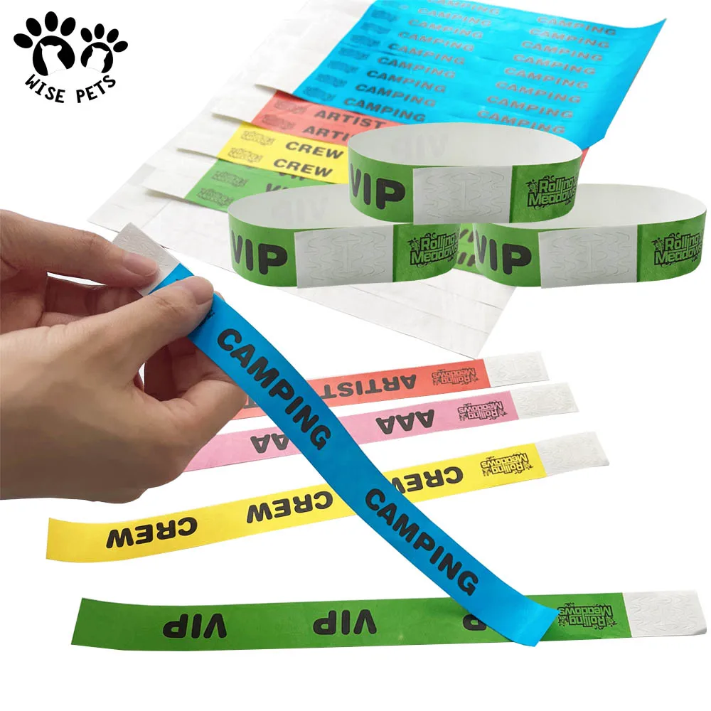Cheap Custom Logo Festival Party Printed Paper Wrist Band Disposable Self Adhesive Waterproof Bracelet Pulsera Tyvek Wristband