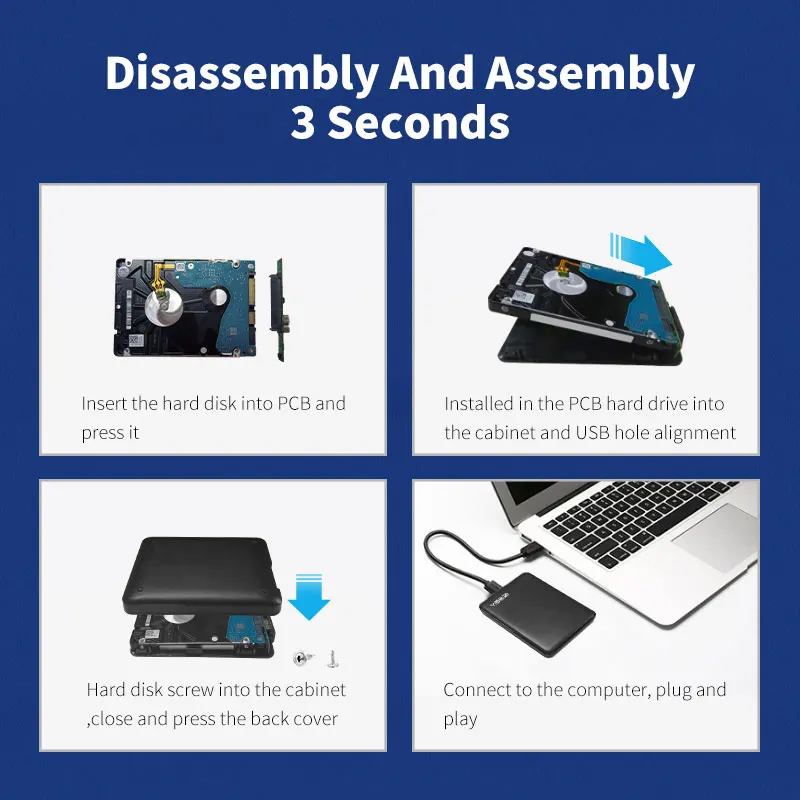 2.5 Inch HDD Case SATA USB 3.0 5 Gbps 4TB SSD Enclosure Support UASP External ORICO Mobile Hard Disk cover Drive Box