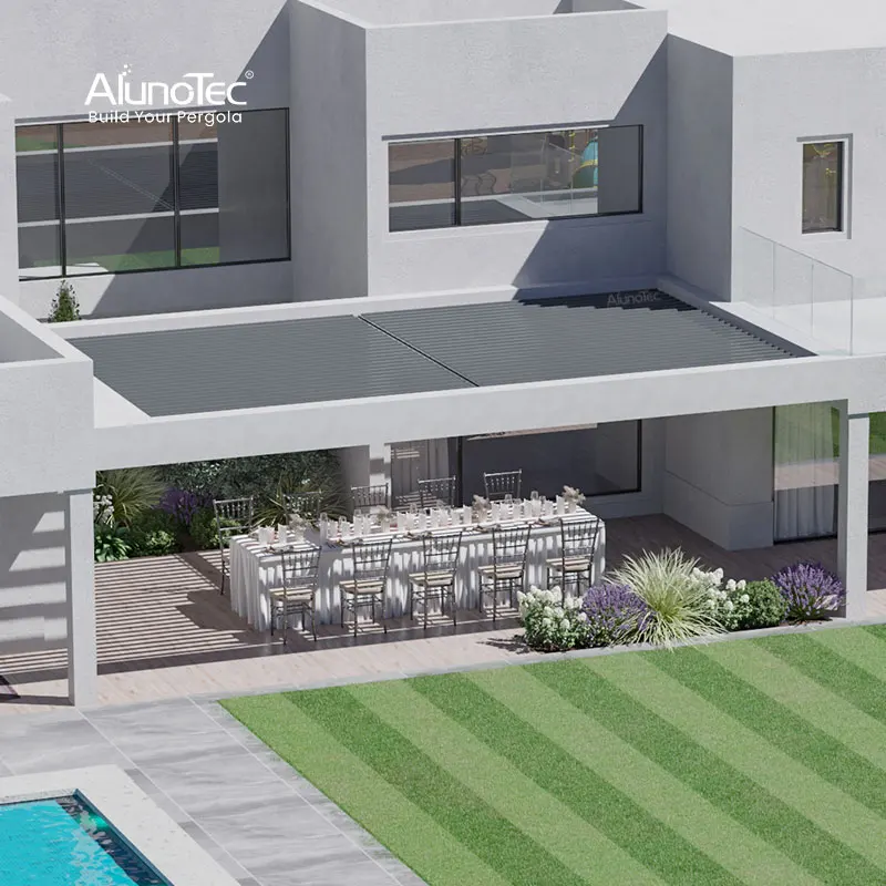 Garden Aluminum Pergola Roof Kits Patio Cover Aluminium Gazebo Louvered Roof Canopy Designs