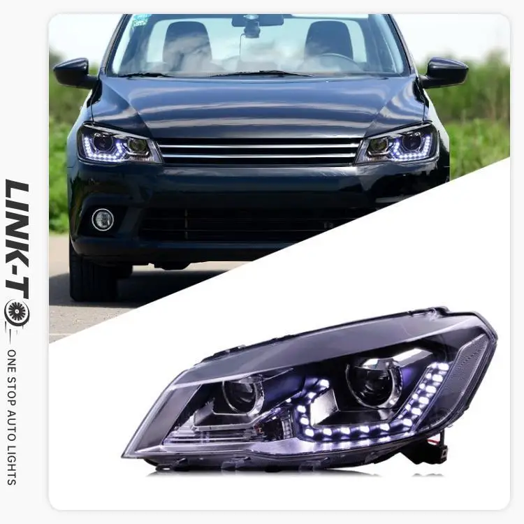 LINK-TO For 2013 2014 2015 2016 2017 Volkswagen Jetta Headlight Assembly Modifi3E LED Daytime Running Light Double Lens Xenon