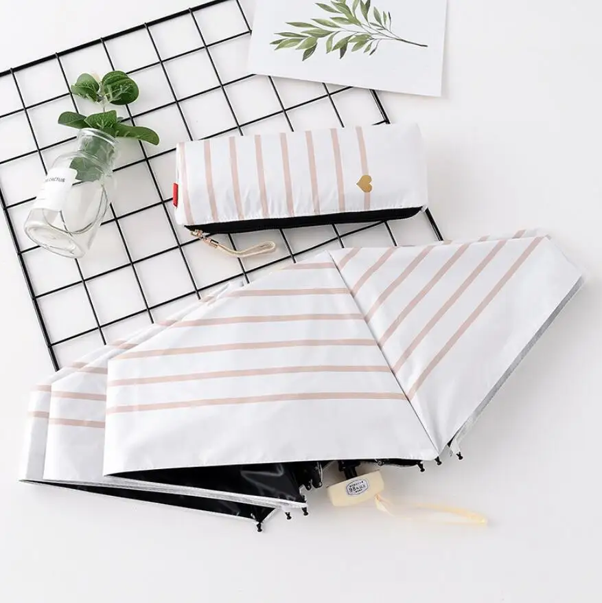 Женский зонт в полоску, высококачественный складной зонт от солнца с цветочным принтом, 2020