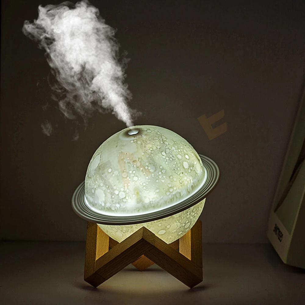 Humidifier 3D Moon Lamp Humidifier with LED 3 Colors Night Light USB Aromatherapy Diffuser Mini Desk Humidifier