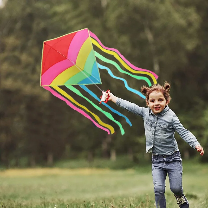high quality Rainbow Diamond Kite Single Line Beginner Kite for Kids