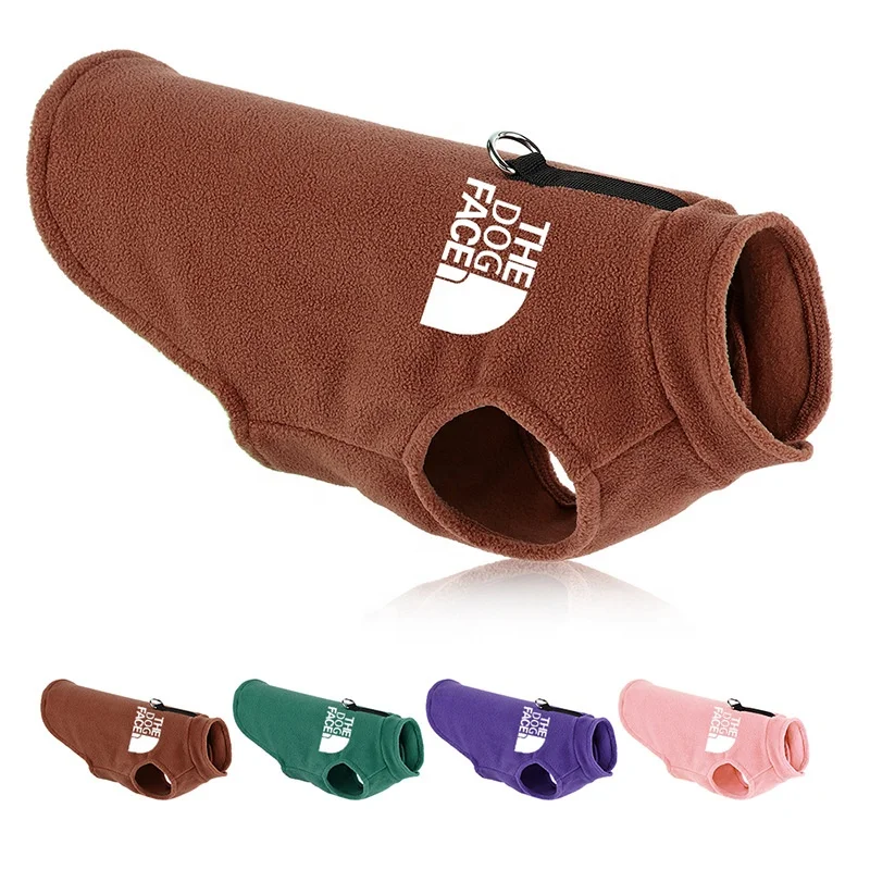 Hot selling autumn and winter pet clothing fleece trend brand pet pull loop vest thickened dog clothing jacket