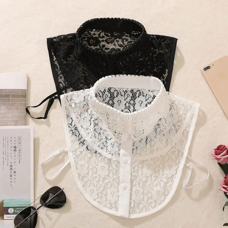 cheap  lace black floral see through decoration collar