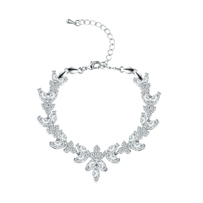 New Arrival Cubic Zirconia Crystal Bridal Bracelets for Women Wedding Jewelry in Rhodium Silver / Rose Gold / Yellow Gold Plated