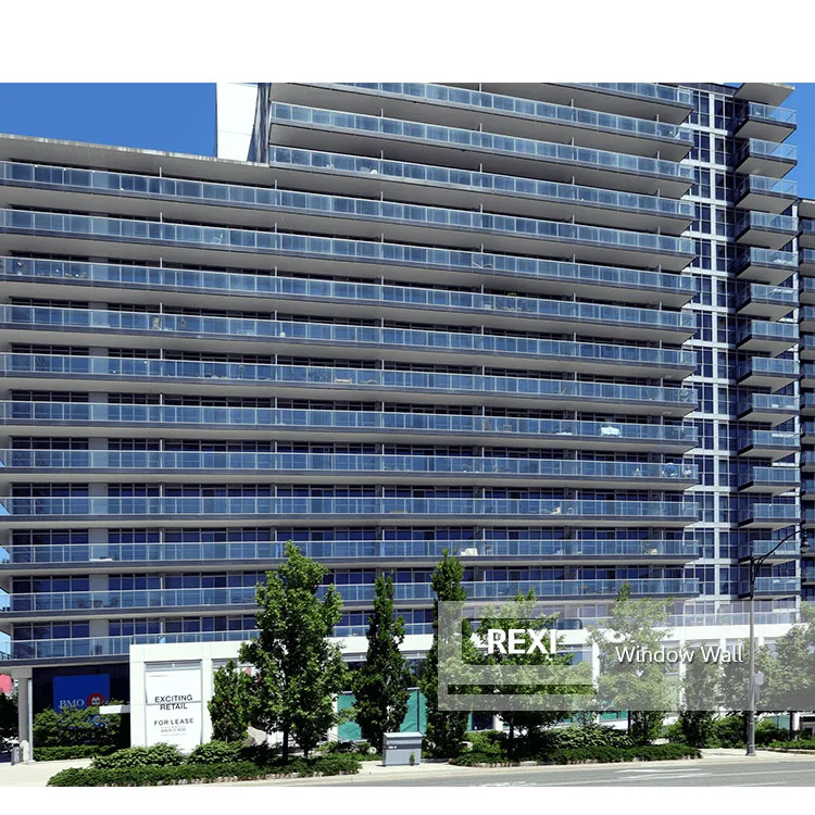 Apartment Building Large Floor To Ceiling Glass Window Wall Easy To Install Frameless Curtain Wall