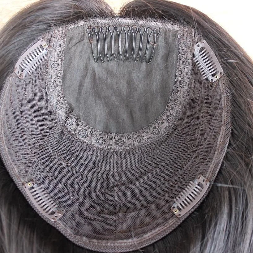 
100% European virgin silk base hair topper jewish wig topper double drawn full end full coverage wefted Topper 