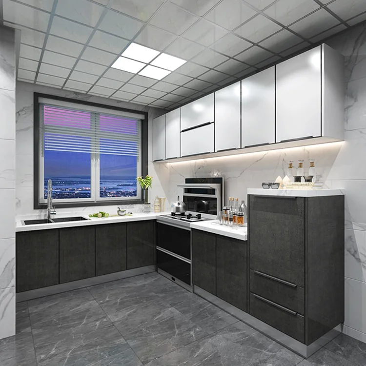 
Good Price Apartment Hotel Project Use Modular Modern Wooden Melamine Laminate MDF Kitchen Cabinets 
