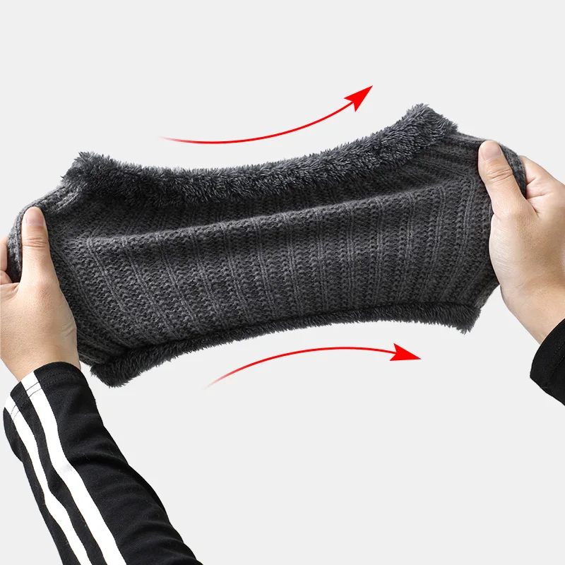 Cheap bike riding protection neck warm outdoor acrylic man winter knitted beanie hat scarf set