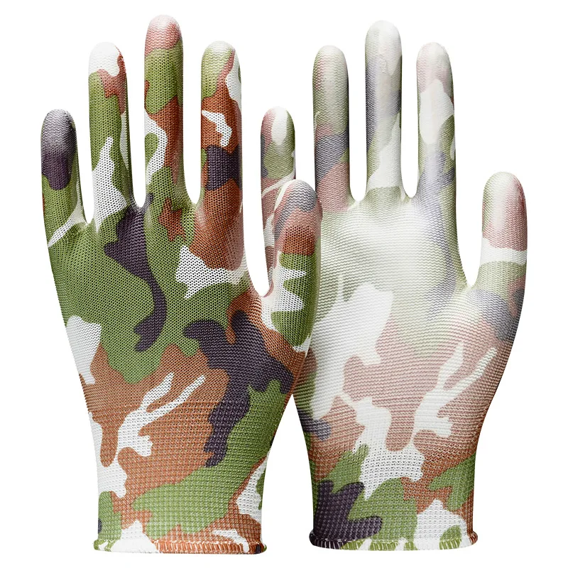 Super Quality Industrial Manufacturer strong Elasticity 13 Gauge String Knit Safety Work Pu Finger Coating Hand Glove