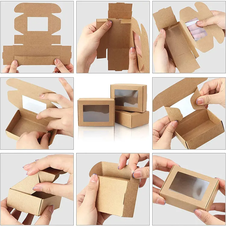 Custom Size Kraft Paper Candy Macarone Packing Box With Clear Window