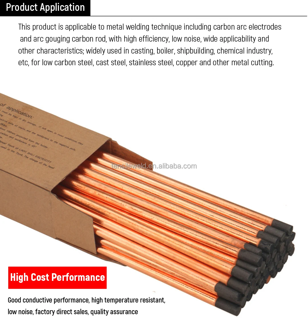 factory firect supply Arc Gouging Electrode 8x350 Copper Coated Carbon Rod for Welding Cut Rod