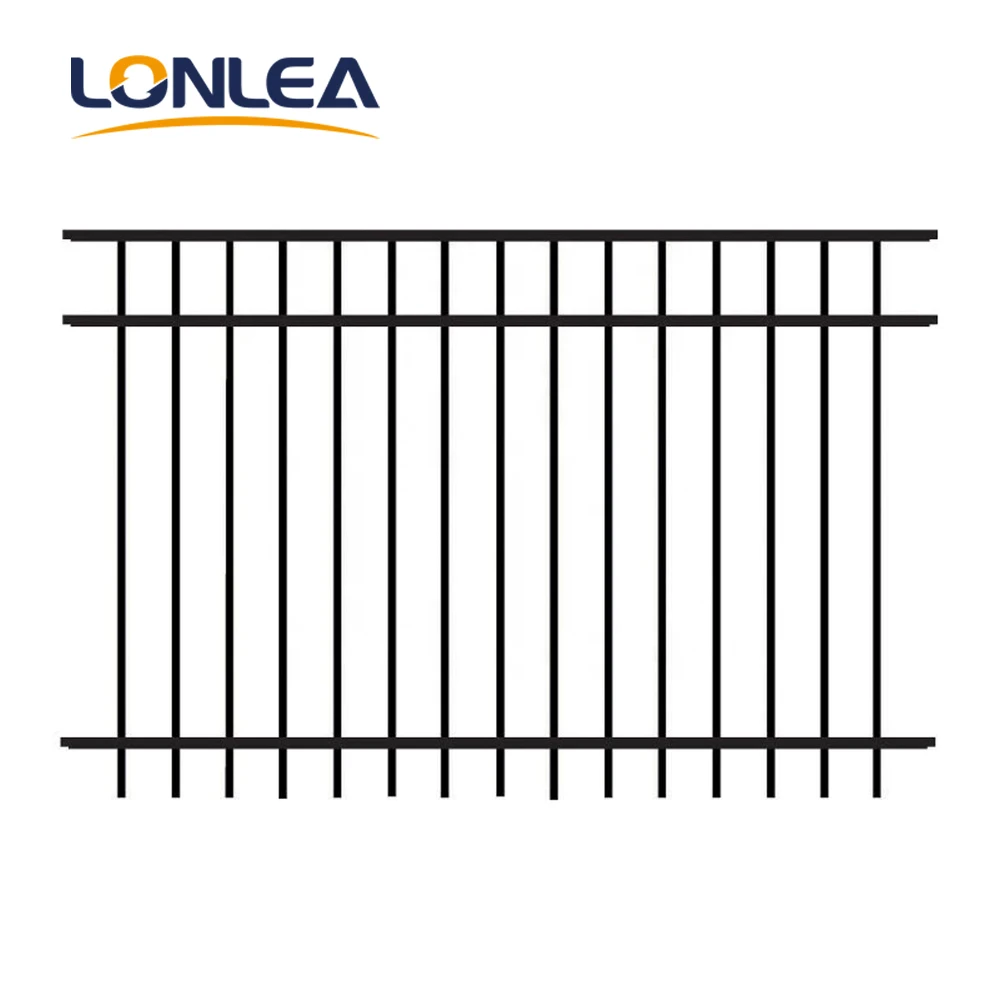 China manufactured Style 3-Rail aluminium fencing trellis gates, Powder-Coated Black aluminum fence panels