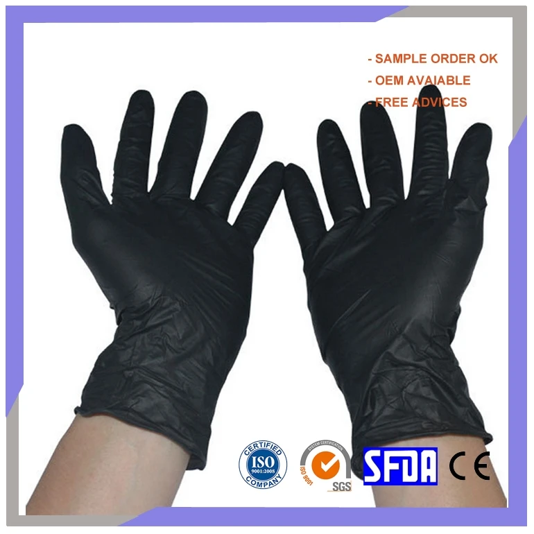 Thin Black Disposable Nitrile 3.5g Weight 3.5 MIL Household Rubber Working Kitchen Branded Cheap Good Quality Gloves